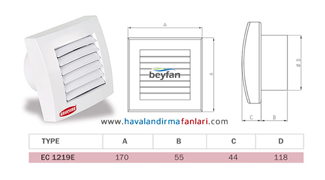 120'lik otomatik panjurlu banyo fanı teknik özellikleri